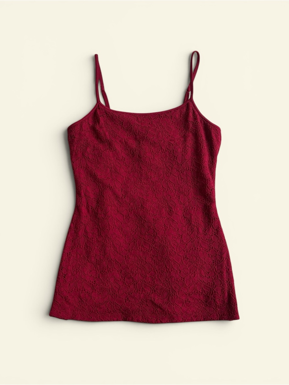 Express Vintage Y2K Burgundy Red Lace Camisole Top XS Adjustable Straps Floral